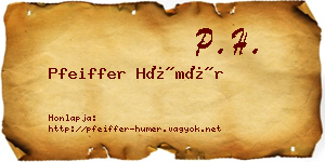 Pfeiffer Hümér névjegykártya